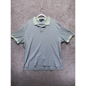 Polo Ralph Lauren Mens ShortSleeve Shirt Size XXL Green Blue Stripe Vintage Pony
